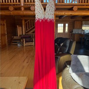 Jovani Red and White Prom Dress